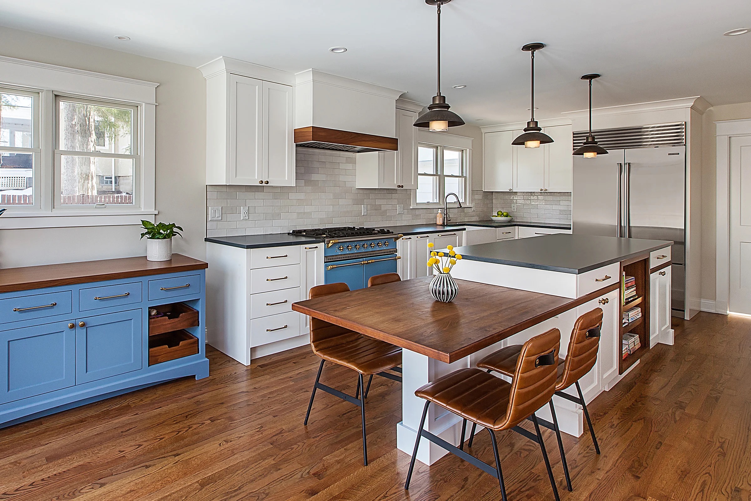 Completed kitchen remodel in the Clarendon area of Arlington VA by Dzala.